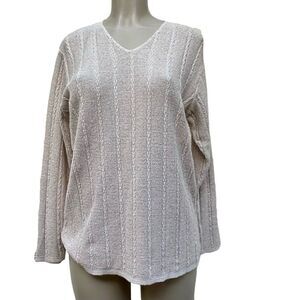 Clio Sweater Women’s Size Small Cream V-Neck Knitted Pullover Minimalist Neutral